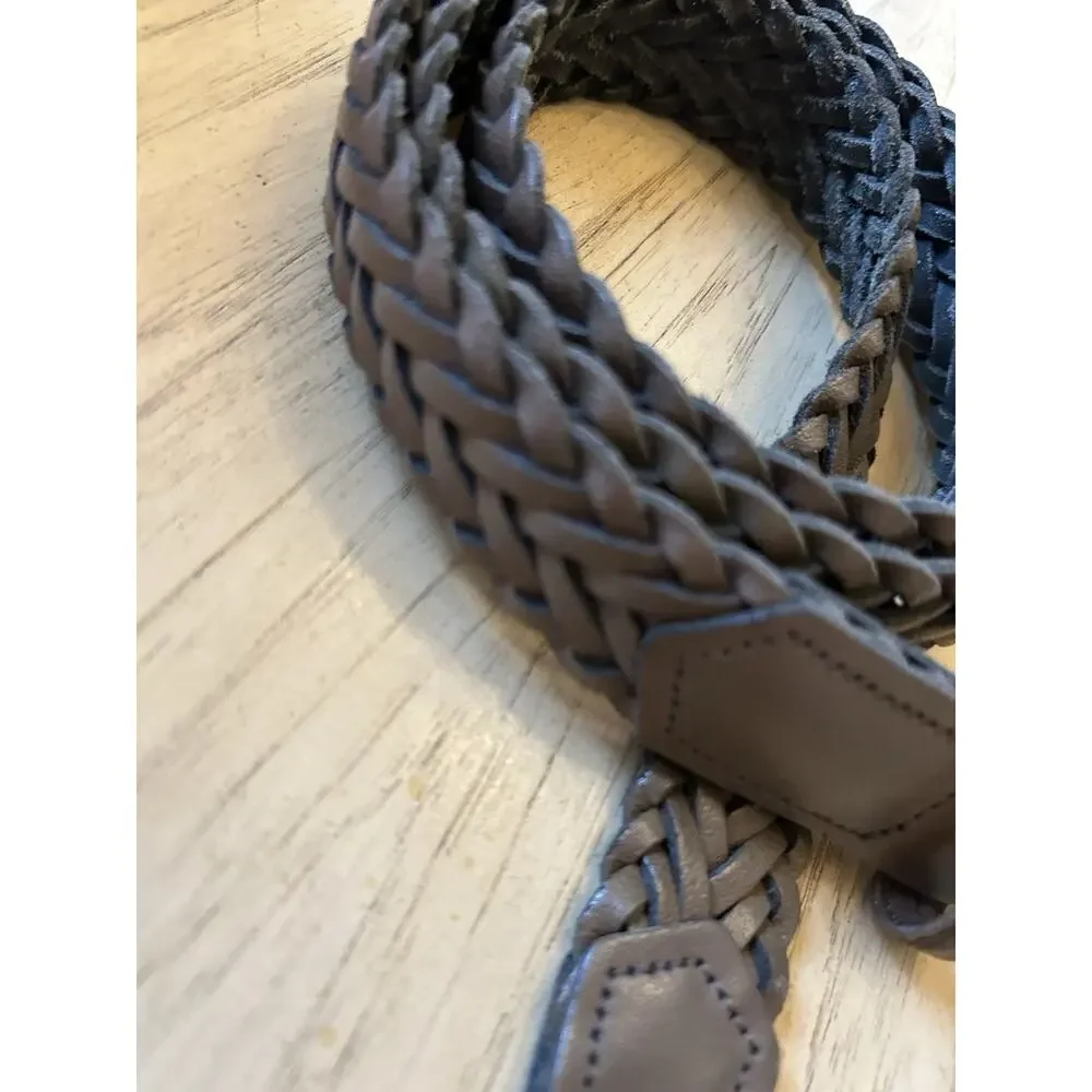 Men’s Leather Braided Belt Brown 38/95 Made In Guatemala Preppy casual nautical